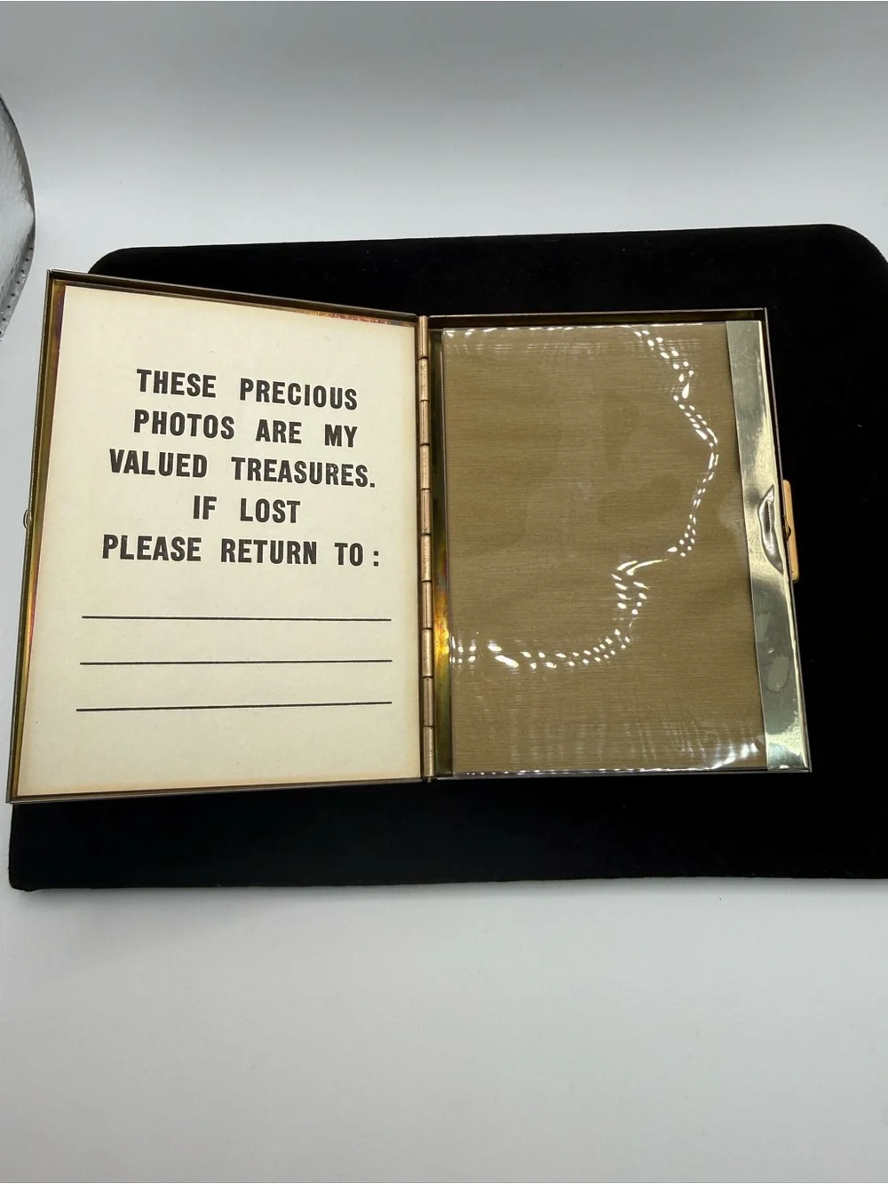 Vintage Harwood Gold Tone Accordion Pocket Photo Album Holder Mid Century